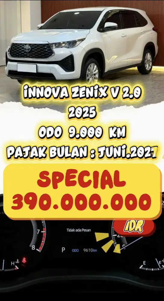 [ ODO 9.000 KM ] TOYOTA INNOVA ZENIX V 2.0 AT 2025 BERGARANSI