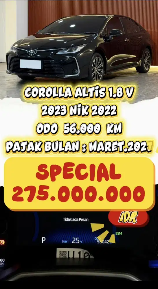 [ ODO 56.000 KM ] TOYOTA COROLLA ALTIS V 1.8 AT 2023 NIK 2022 BGARANSI