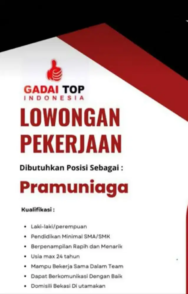 LOWONGAN KERJA PRAMUNIAGA
