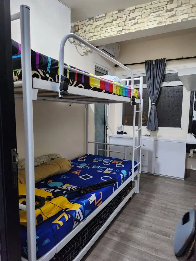 Dijual Ranjang Susun Besi Tingkat 3 (Bunk Bed + Sorong) + Kasur Busa
