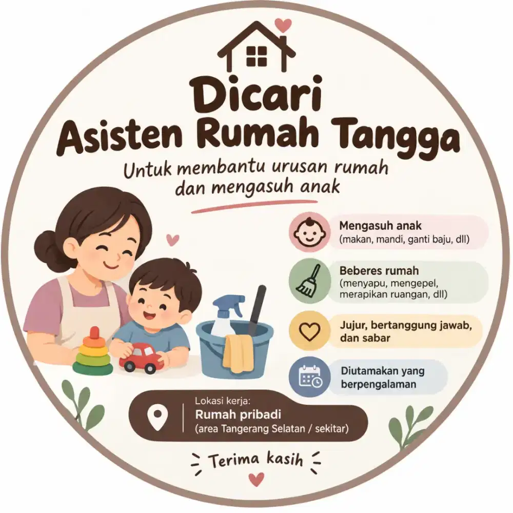 Dicari Asisten Rumah Tangga