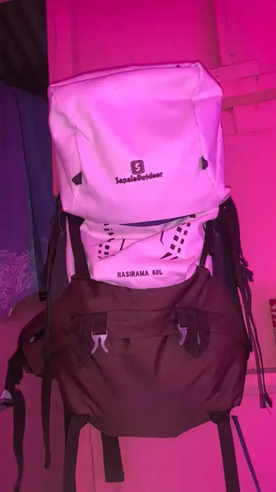 tas gunung sapala outdoor kapasitas 50L warna pitih coklat