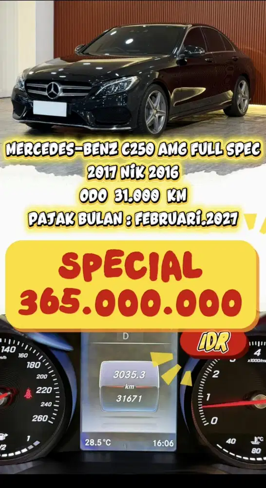 [ ODO 31.000 KM ] MERCEDES-BENZ C250 AMG FULL SPEC AT 2017 NIK 2016