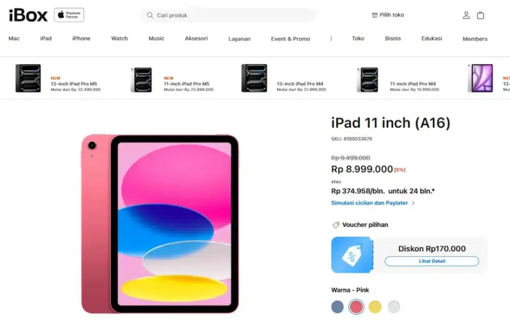 iPad 11 inci A16 128GB (Pink)