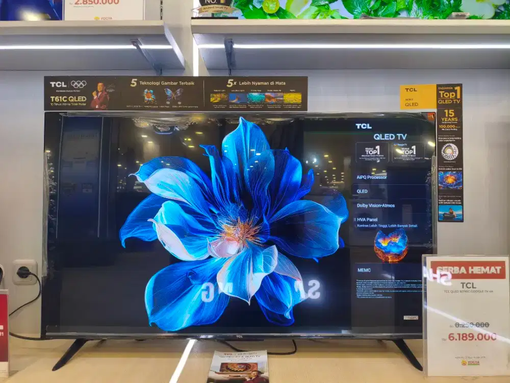 Cash & Kredit TCL QLED 50T61C GOOGLE TV 4K Tanpa DP, Bunga 0%