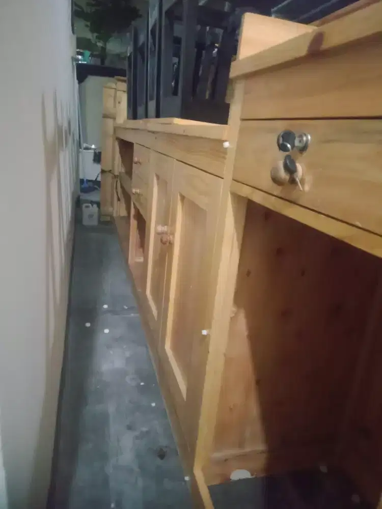 meja panjang kayu jati muda