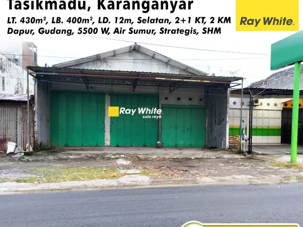 Dijual Gudang 430meter Strategis Tepi JL besar di tasikmadu Karanganyar