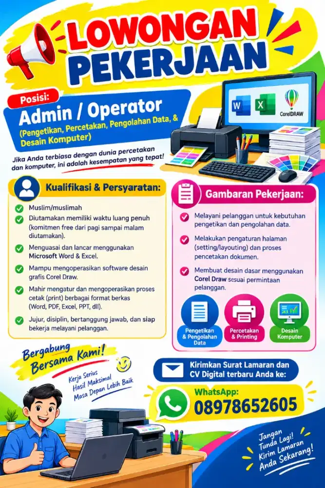 lowongan kerja operator komputer rental