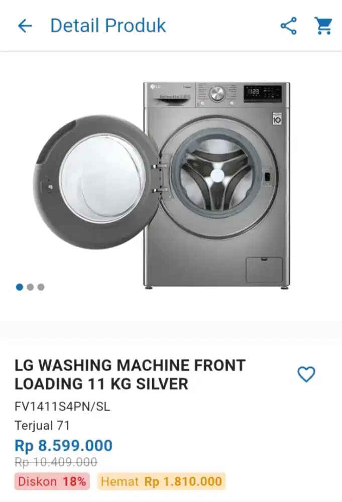CICILAN LG WASHING MACHINE FRONT LOADING 11 KG