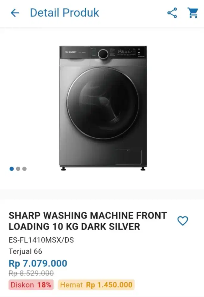 CICILAN SHARP WASHING MACHINE FRONT LOADING 10 KG