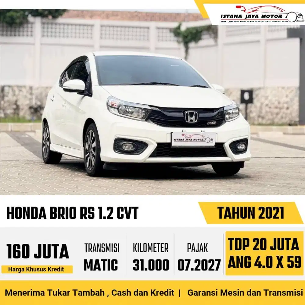 [KM 31RB] Honda Brio RS 1.2 Automatic 2021 Putih