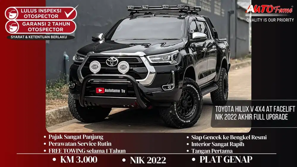 KM3RB Toyota Hilux V 4x4 AT Facelift NIK 2022 Akhir Full Upgrade Acces