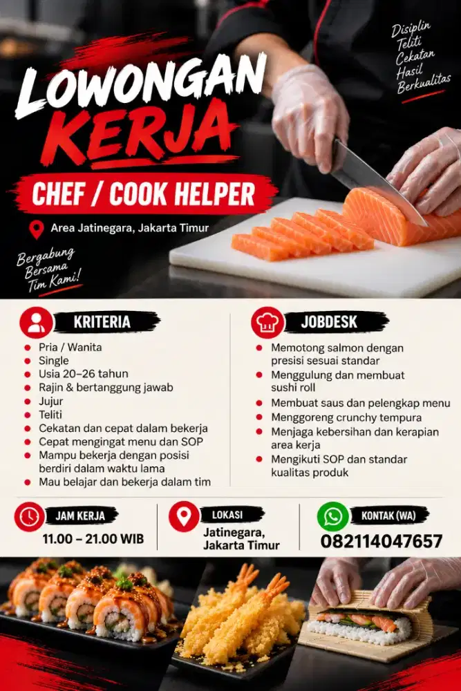 Lowongan kerja chef sushi