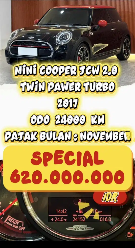 [ ODO 24.000 KM ] MINI COOPER  JCW 2.0 TWIN PAWER TURBO AT 2017