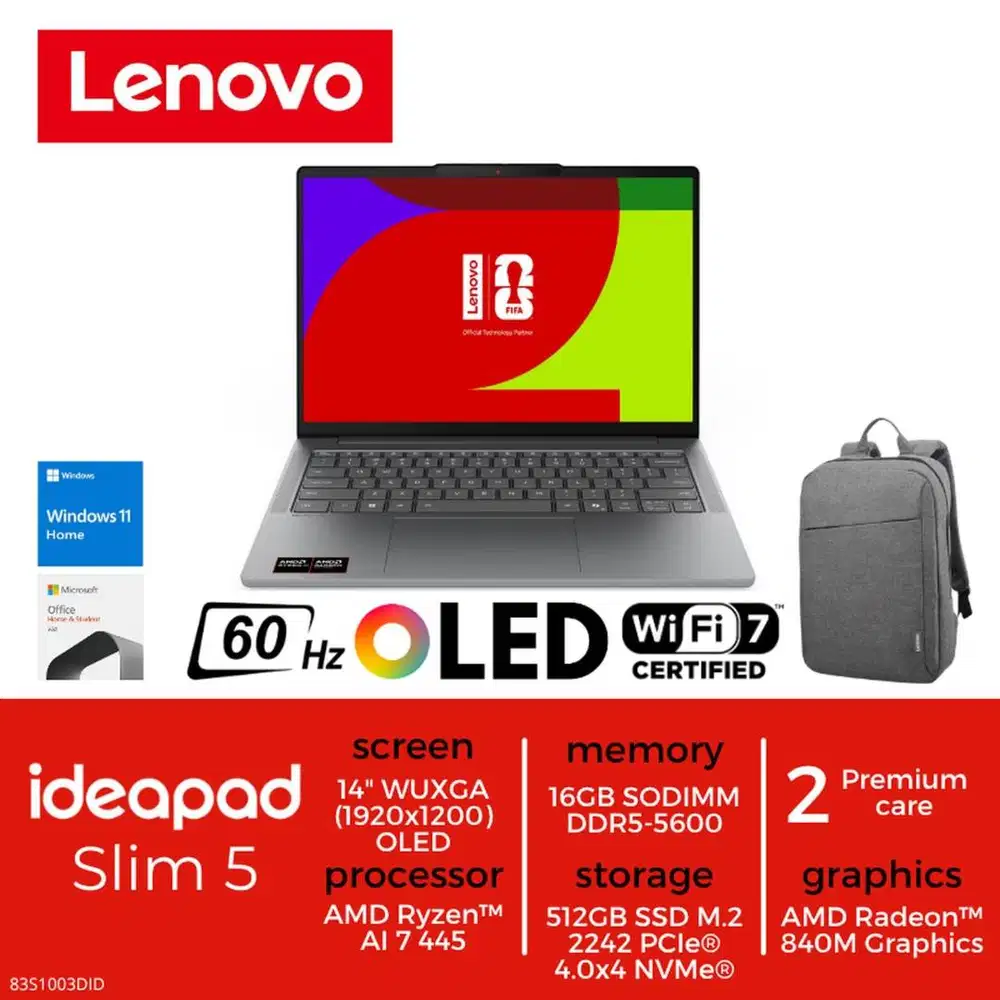LENOVO IDEAPAD SLIM 5 14AGP11 RYZEN AI 7 445 16GB 512GB SSD 14 WUXGA