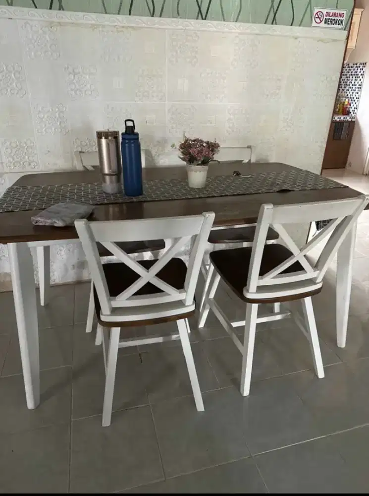 Meja makan full set kayu meranti ORI
