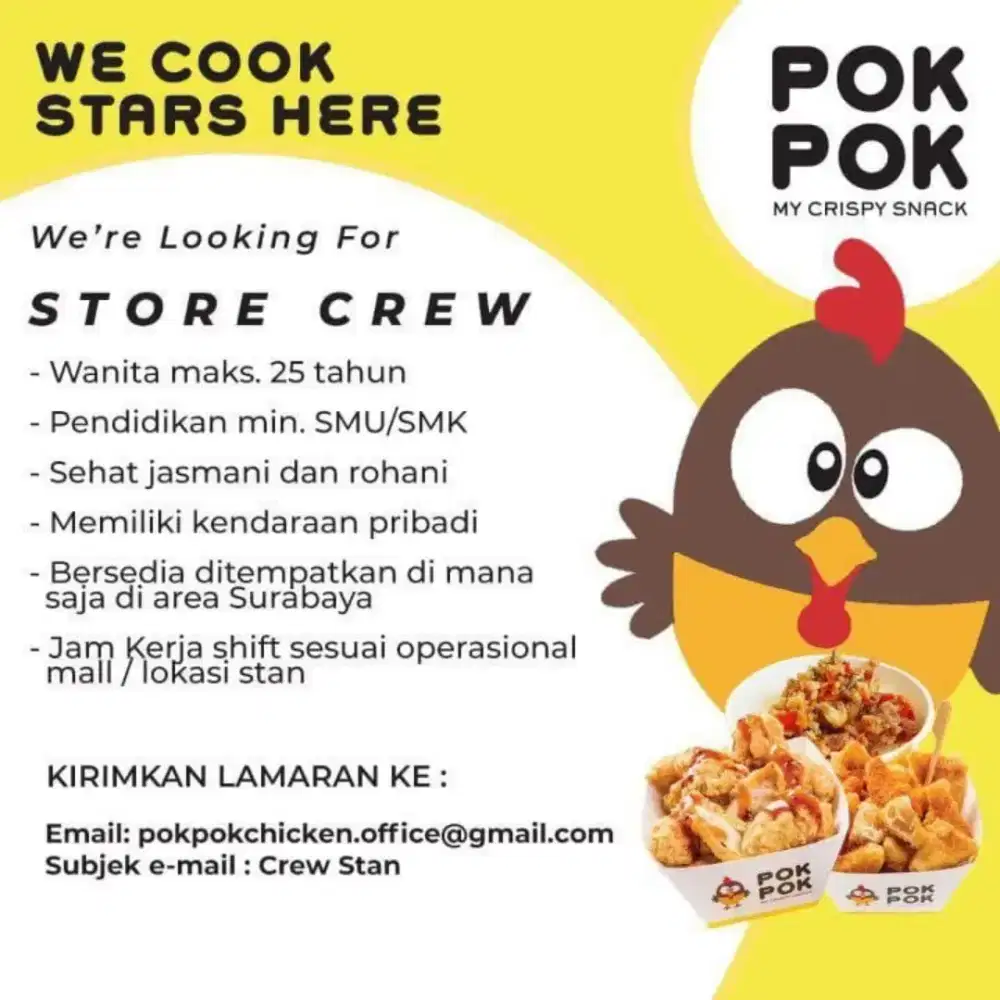 Dicari segera crew outlet