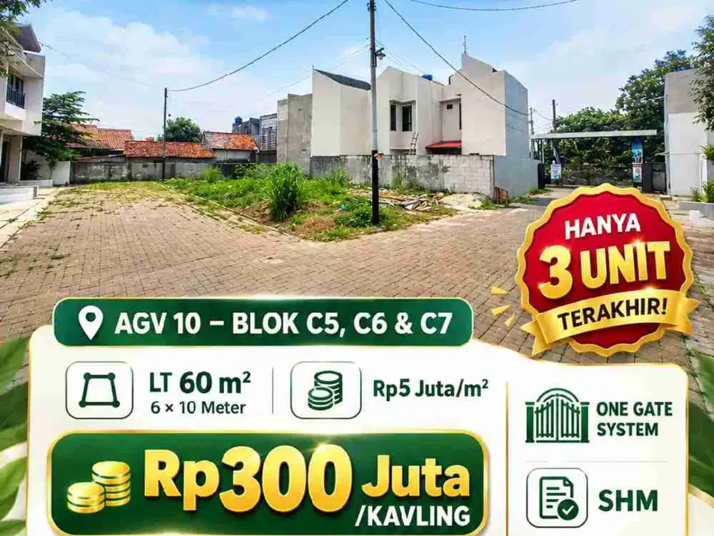 CUMA 3 UNIT, Kavling SHM di Cluster Harga Rp300 Juta