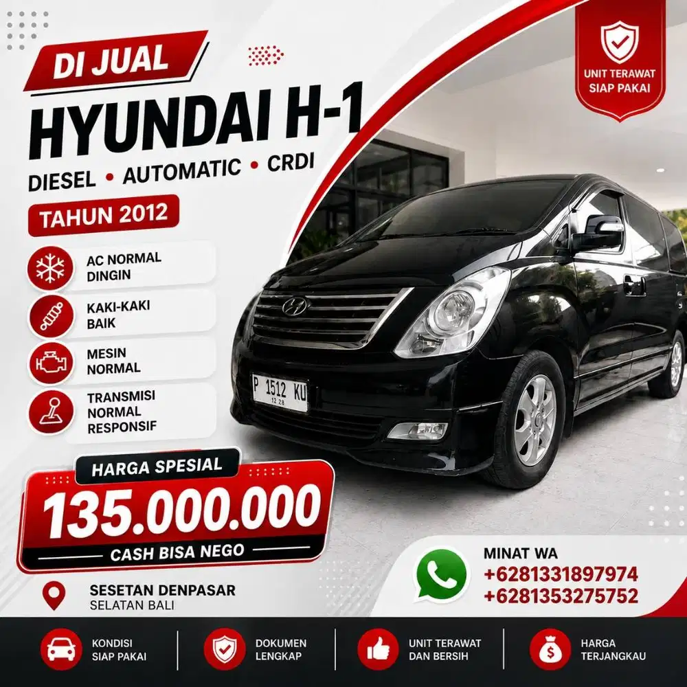 Di jual Hyundai H-1 , diesel, automatic , CRDI, tahun 2012