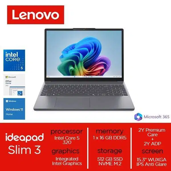 Lenovo IdeaPad Slim 3i 15IWC11 Core 5 320 16GB 512GB 15.3 W11 OH24