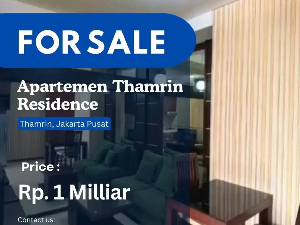 DIJUAL Murah dan Terawat Apartemen. Thamrin Residence 1BR