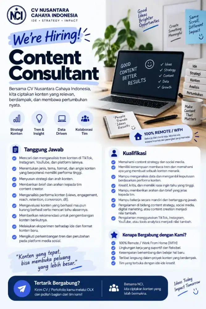 CONTENT CONSULTANT — FULL REMOTE / WFH