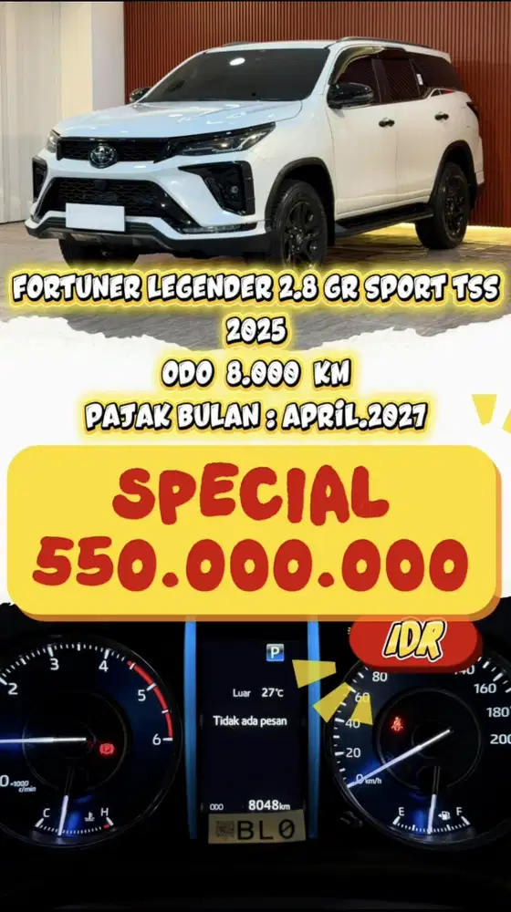 [ ODO 8.000 KM ] FORTUNER 2.8 LEGENDER GR SPORT TSS AT 2025 FULL ORI