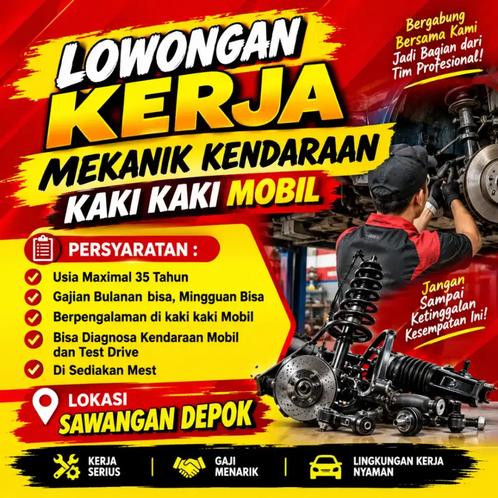 Lowongan Mekanik Kaki Kaki Mobil