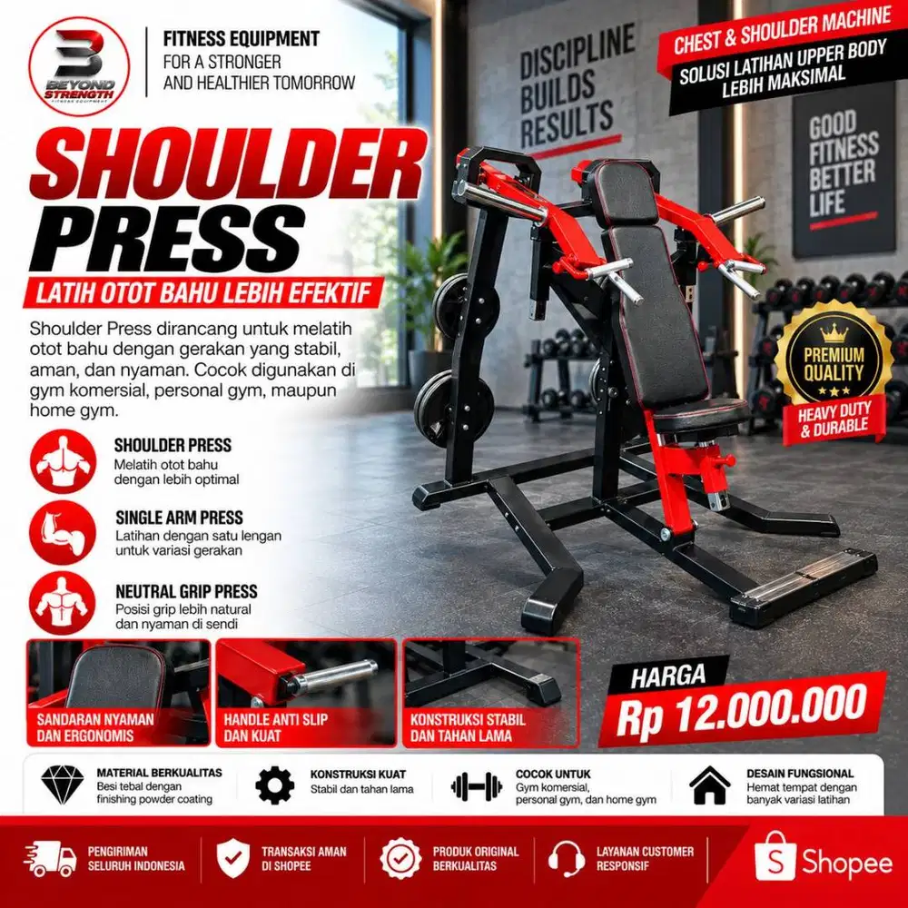 Jual Alat Fitness Custom Surabaya Shoulder Press Alat Gym Latihan Otot