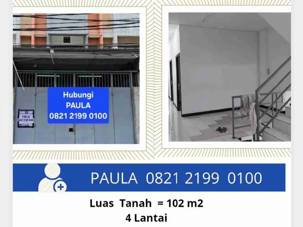 Disewakan Ruko 4 Lantai di Kalibaru Senen Jakarta Pusat