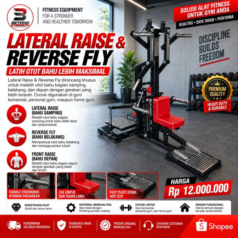 Jual Alat Fitness Custom Surabaya Lateral Raise Reverse Fly Alat Gym B