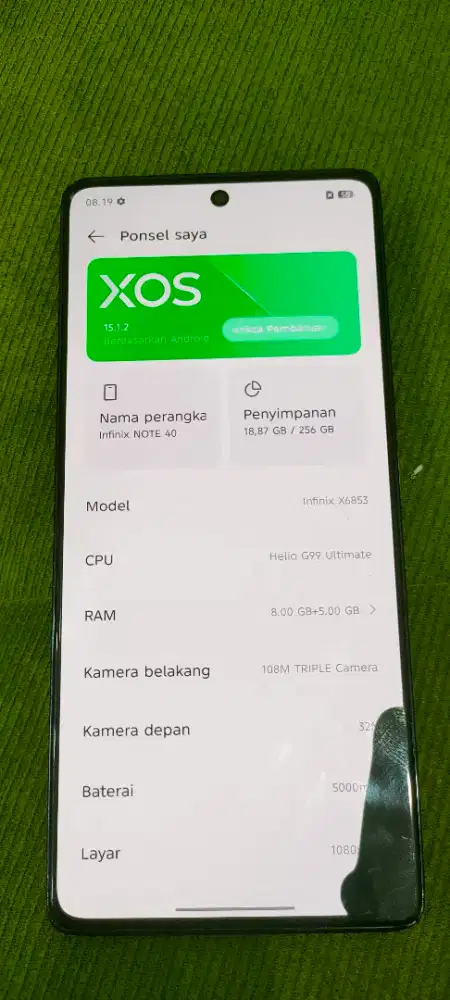 INFINIX NOTE 40 RAM 8/256 UNIT ONLY minus di layar ada item .