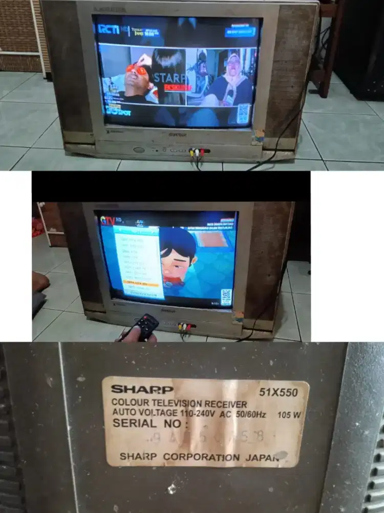 Jual tv tabung 21 inch sharp + stb