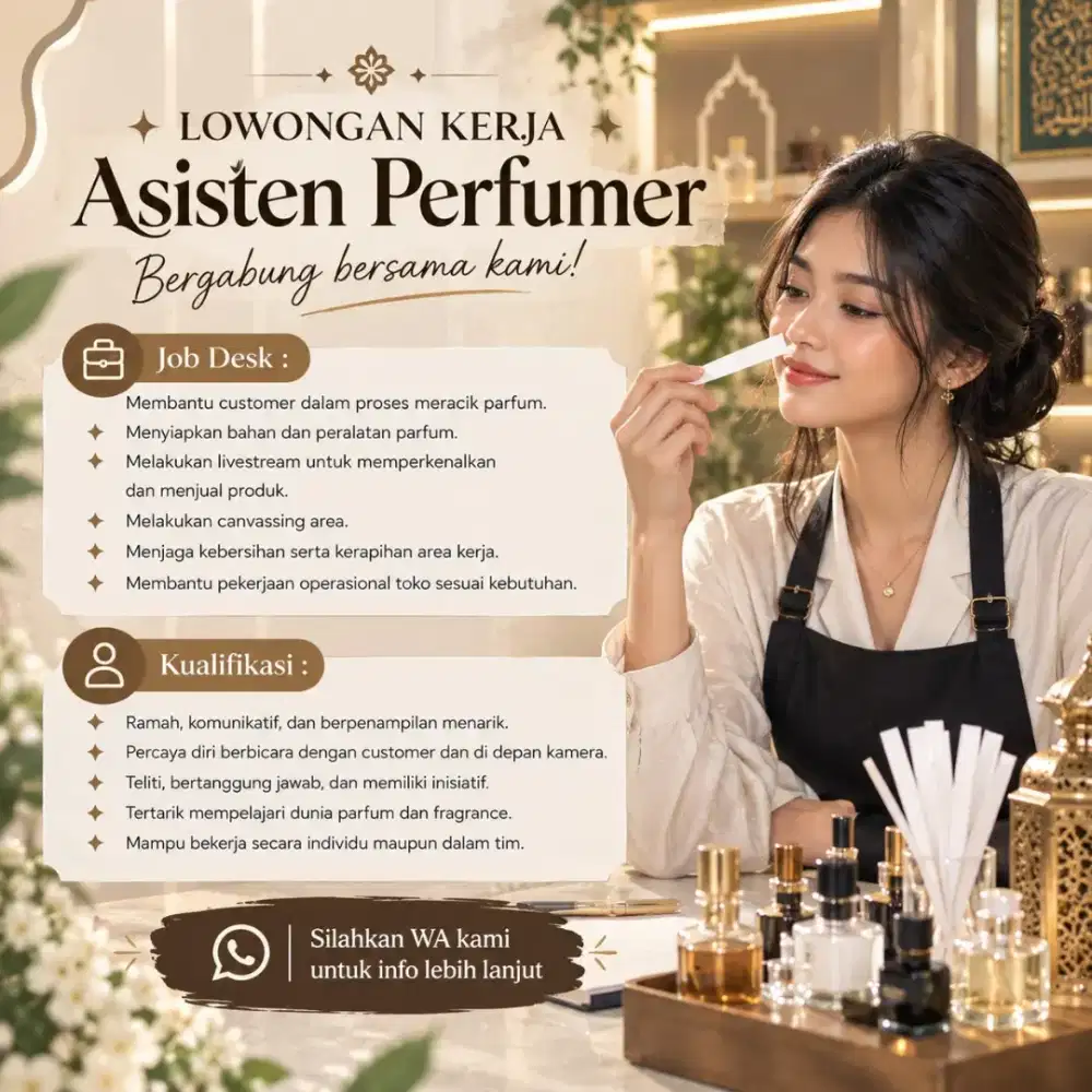 LOWONGAN KERJA ASISTEN PERFUMER