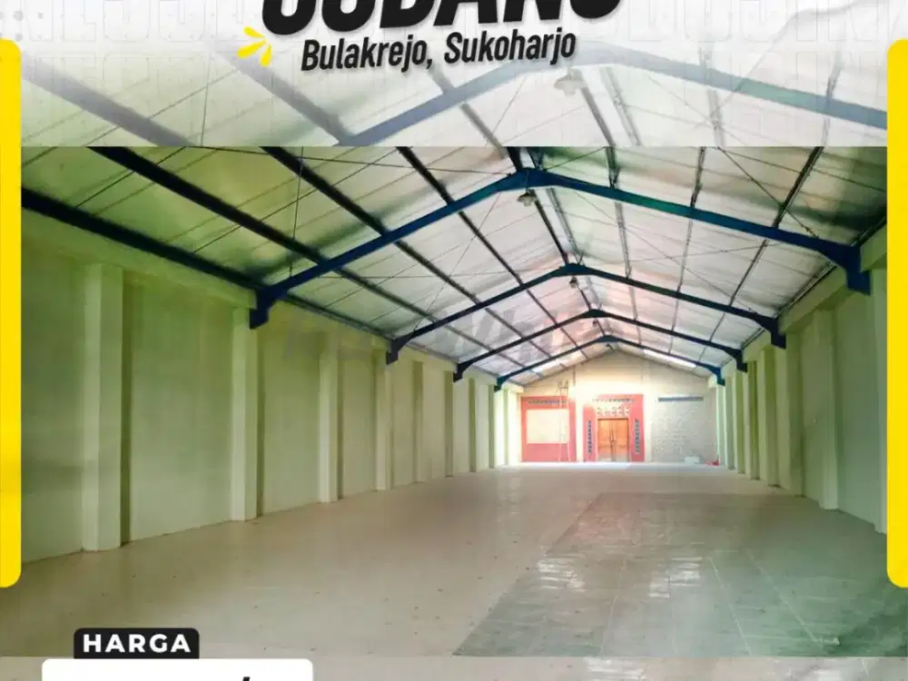 Disewakan Gudang 400meter Siap Pakai akses Kontener di Bulakrejo Sukoharjo
