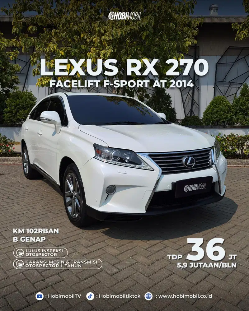 Garansi mesin transmisi Lexus RX 270 2014 good condition