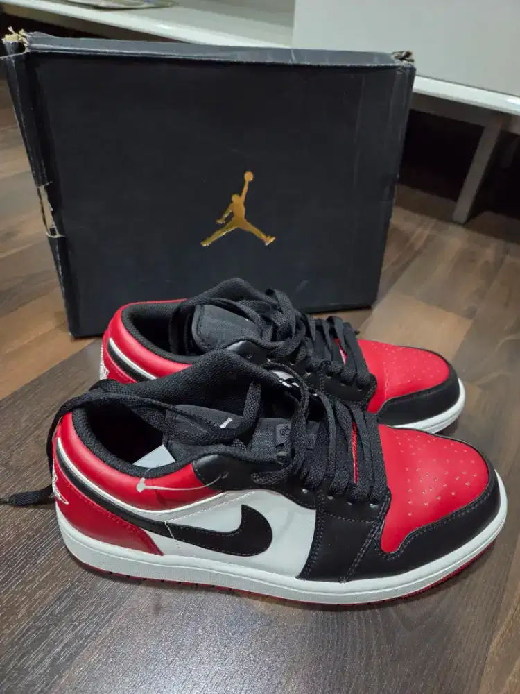 NIKE AIR JORDAN 1 LOW BRED TOE ORIGINAL 100% PADS