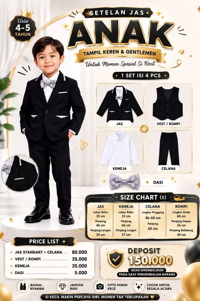 Jas anak laki-laki usia 3-5 thn