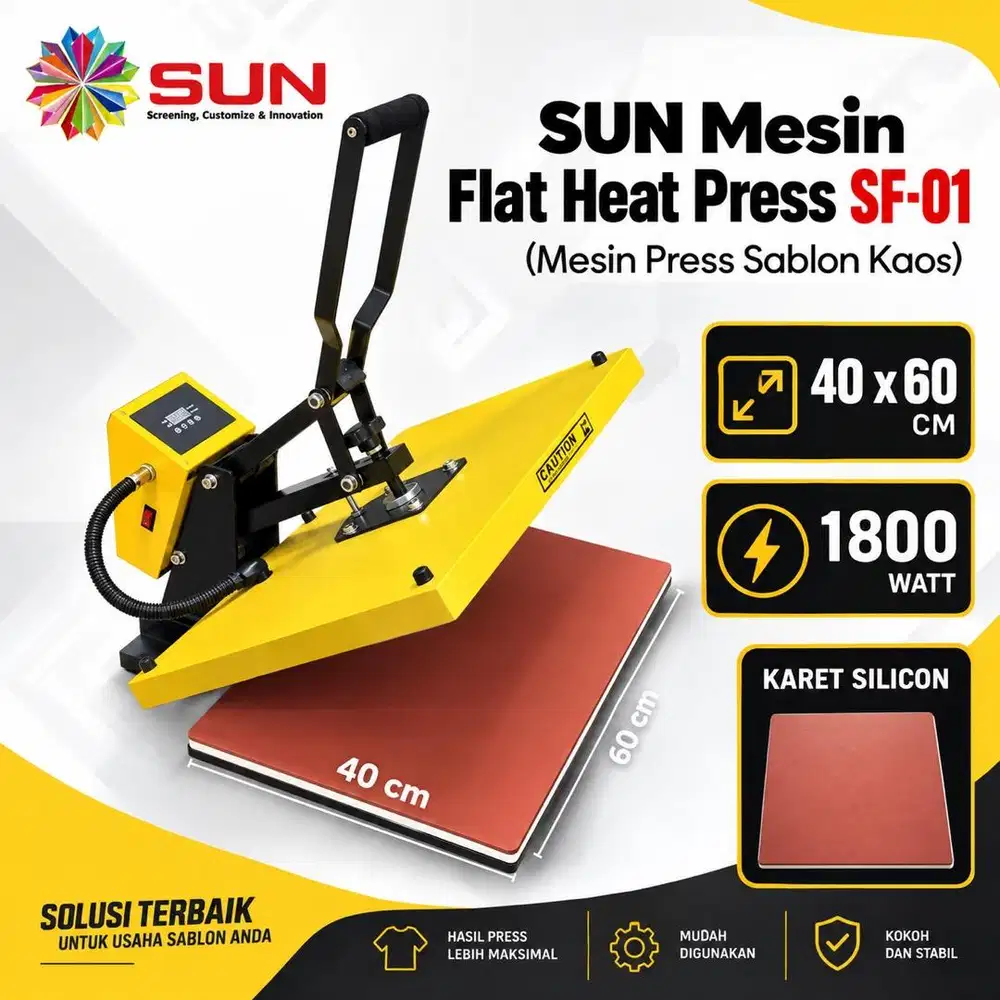 SUN Mesin Flat Heat Press SF-01, Mesin Press Sablon 40x60