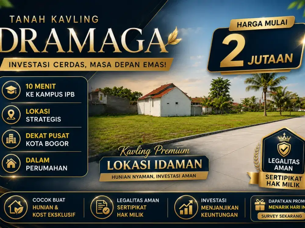 Kavling Murah Bogor Siap Bangun Hunian, 10 Menit ke IPB, SHM