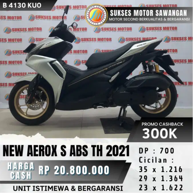 YAMAHA NEW AEROX S ABS TH 2021 SILVER KEYLES BISA KREDIT BERGARANSI