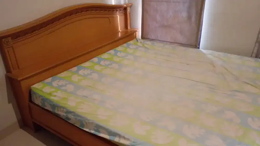 Tempat tidur + kasur kayu jati