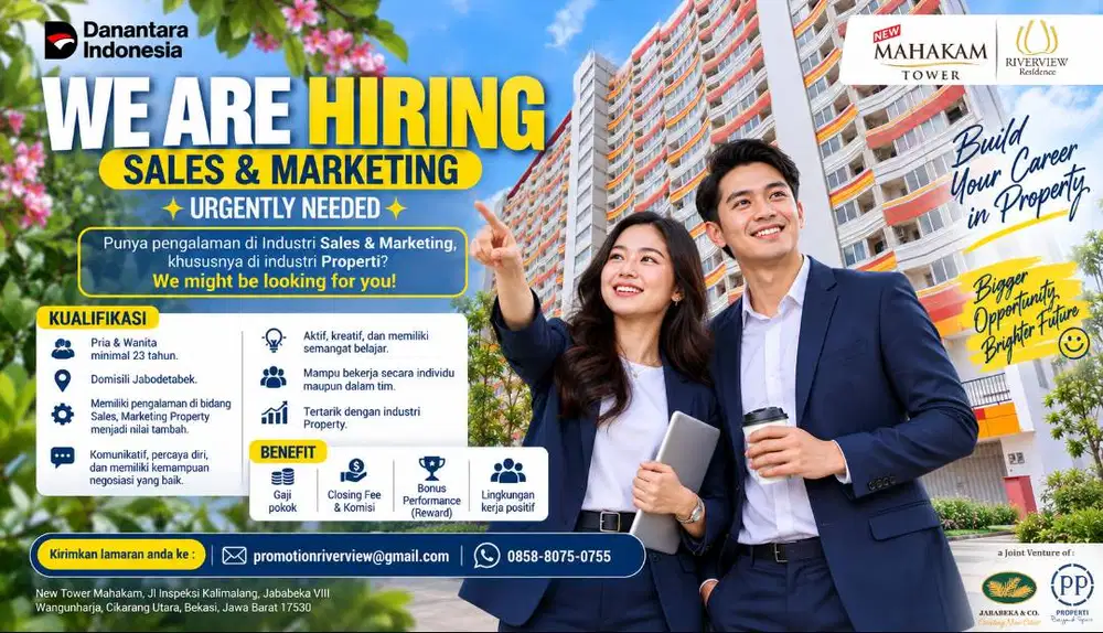 DIBUTUHKAN SEGERA SALES MARKETING APARTEMEN DI CIKARANG