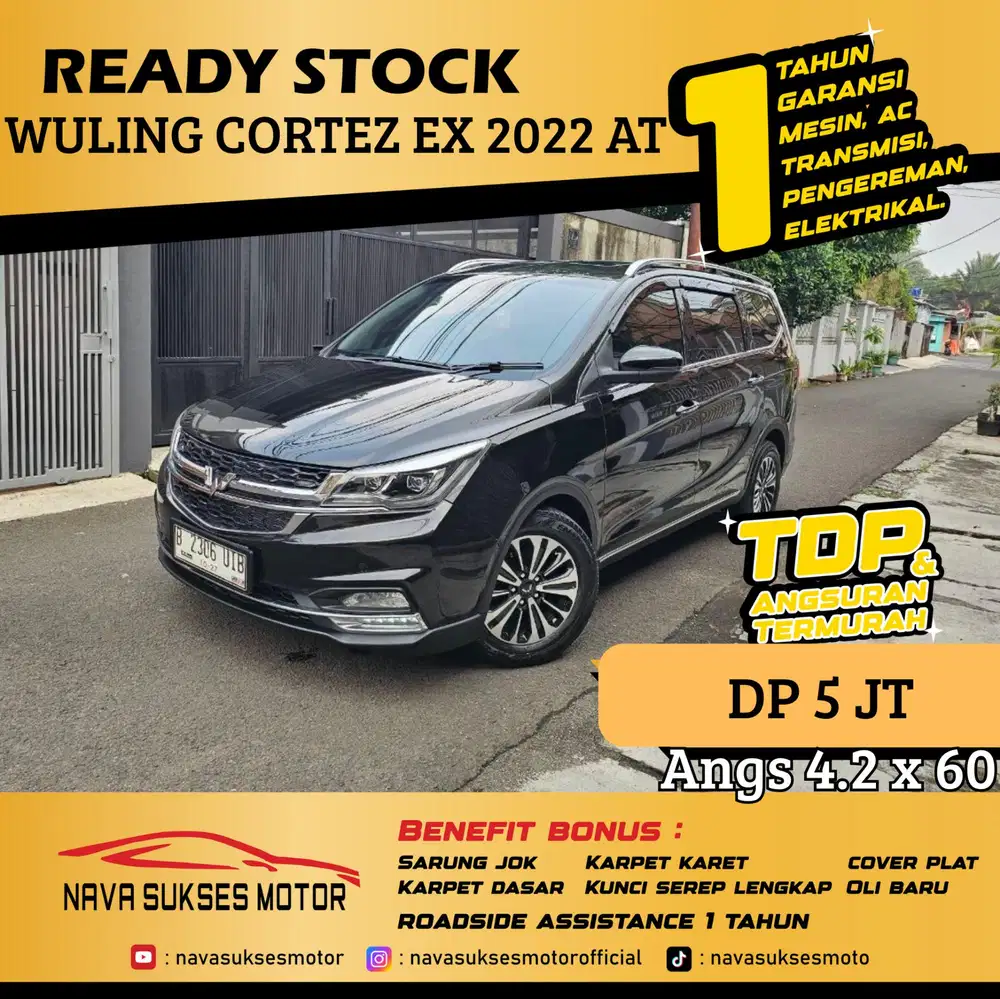 TDP 5Jt Angs Termurah Wuling Cortez Ex 2022 Matic Hitam Low Km LikeNew