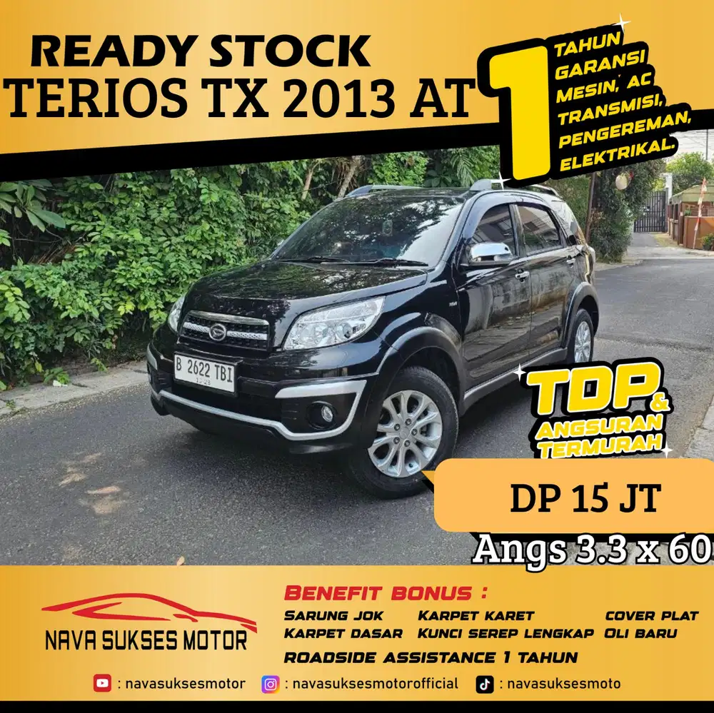 TDP 15 Jt Angs Termurah Terios Tx 2013 Matic Hitam Low Km Like New