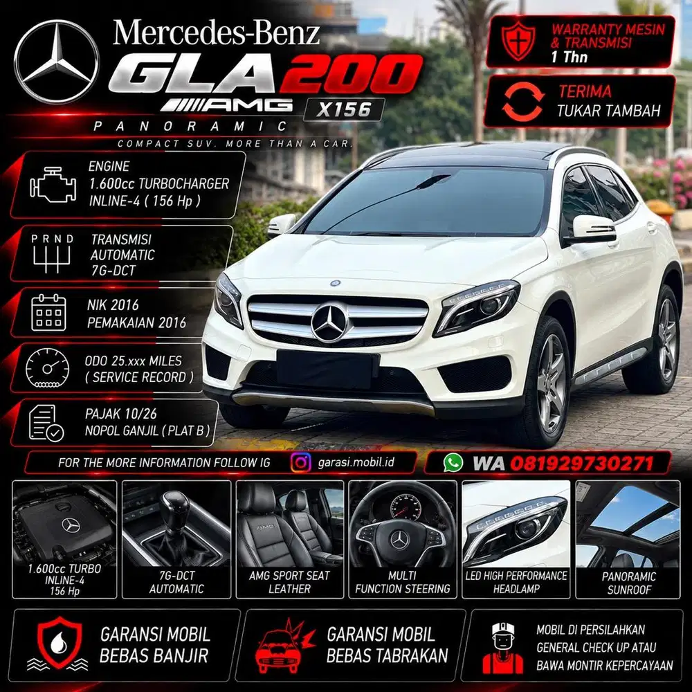 Mercy GLA200 AMG X156 Panoramic 2016 / Odo 25rbu Miles