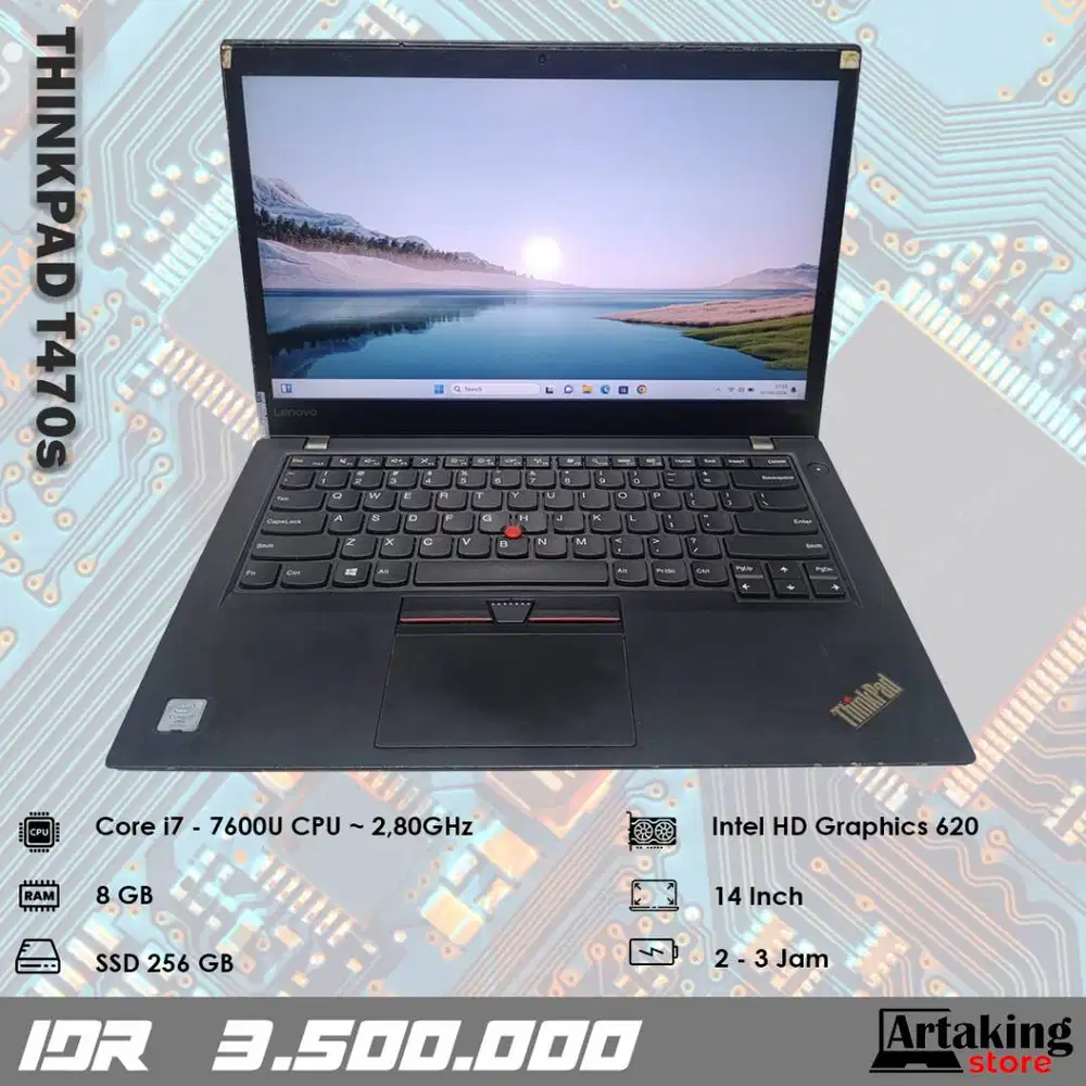 Lenovo Thinkpad T470s - Core i7 - Gen 7 th - Ram 8 GB - SSD 256 GB