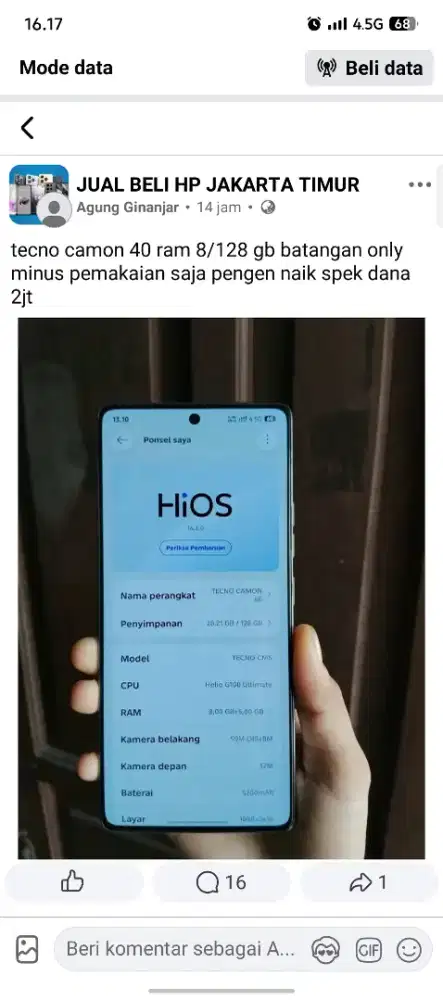 Tecno camon 40 8/128