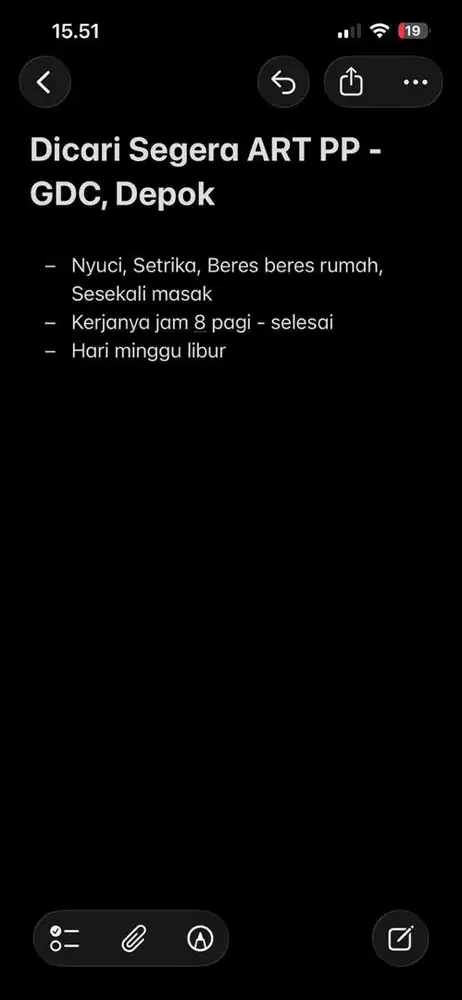 Dicari Segera ART PP - GDC, Depok