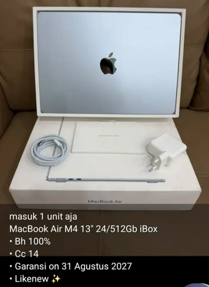 MacBook Air M4 13 inch 24/512 iBox garansi on like New